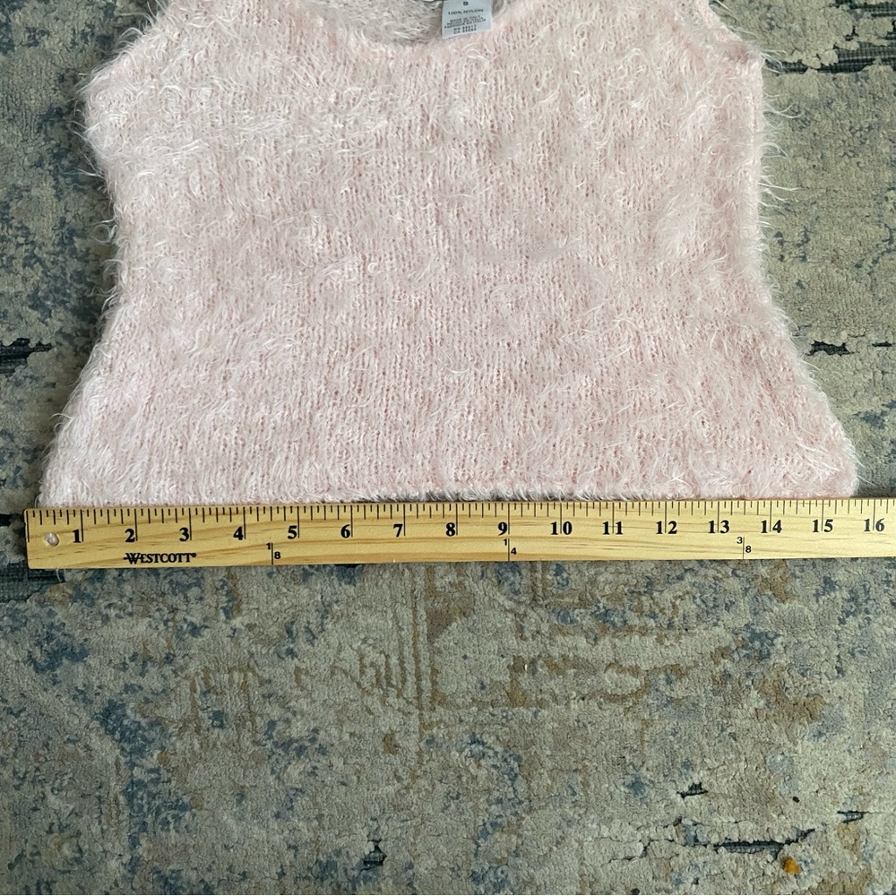 Vintage Bebe Moda Pale Pink Fur Knit Tank Top Size S Made in Italy 100% Nylon - Picture 6 of 7